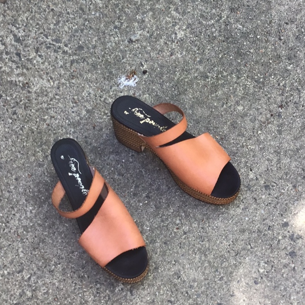 Free People Tan Leather Minimalist Sandals
